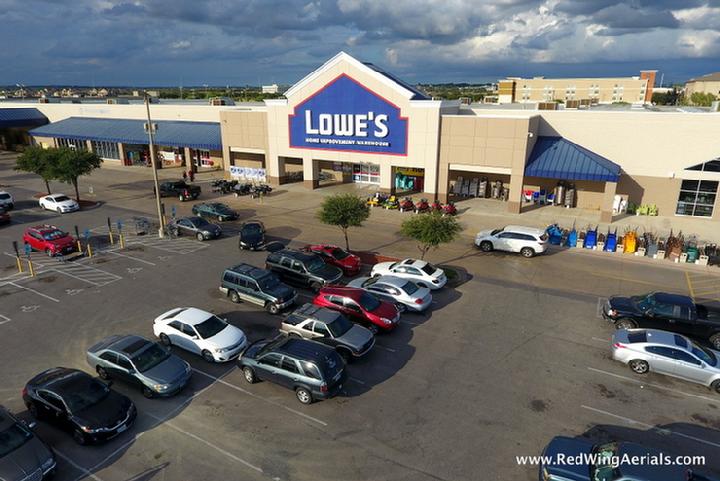 Aerial Drone Photograph of Lowe's Home Improvement Warehouse in San Antonio, Texas - San Antonio Aerial Drone Photographer image, San Antonio, TX