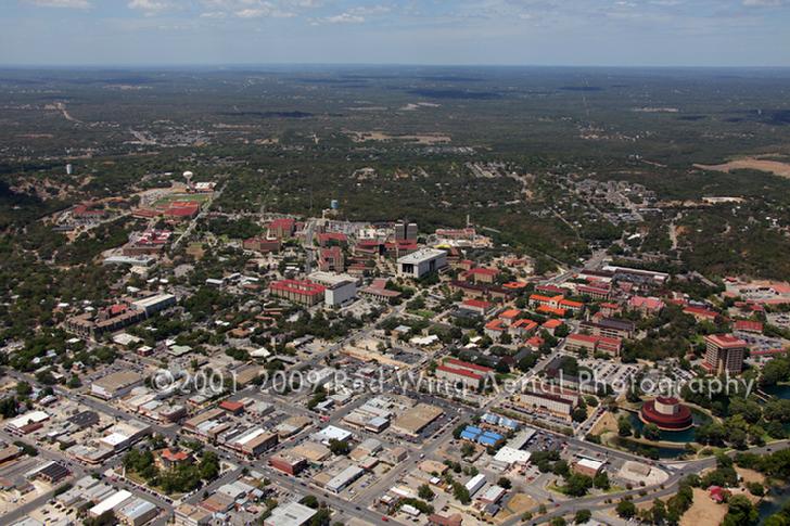 Aerial Image of Texas State University, San Marcos, Texas - San Marcos Aerial Photographer Image San Marcos TX