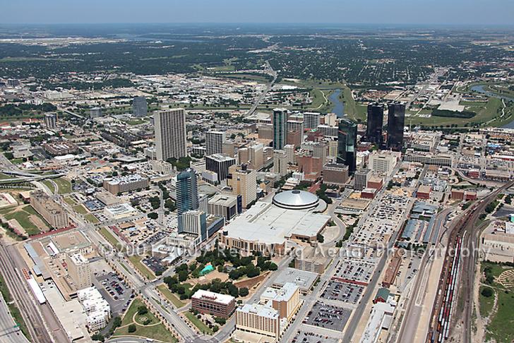 Aerial Image of Downtown Skyline, Fort Worth, Texas - Dallas Fort Worth Aerial Photographer Image
