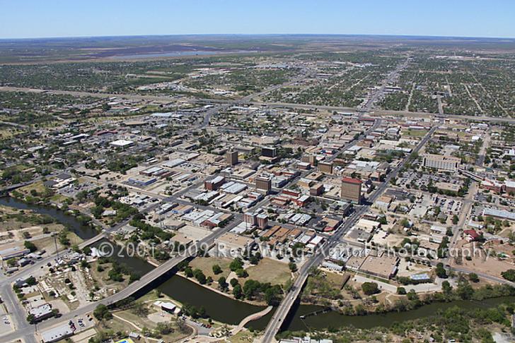 Aerial Image of Downtown Skyline, San Angelo, Texas - San Angelo, Texas Aerial Photographer Image