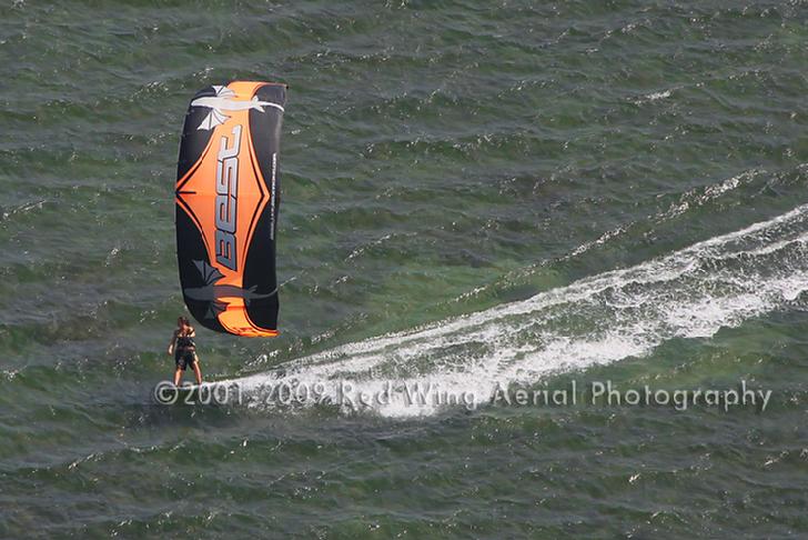 Aerial Image of Kite-Boarding on the Laguna Madre - South Padre Island Aerial Photographer Image South Padre Island Texas TX